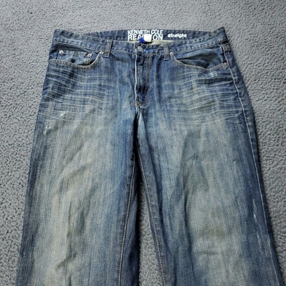 Kenneth Cole Reaction Straight Fit Jeans Mens Size 36x33 Measured Blue - Picture 2 of 10